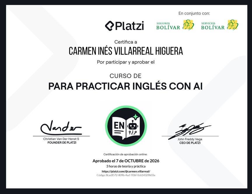 Diploma del Curso para Practicar Inglés con AI