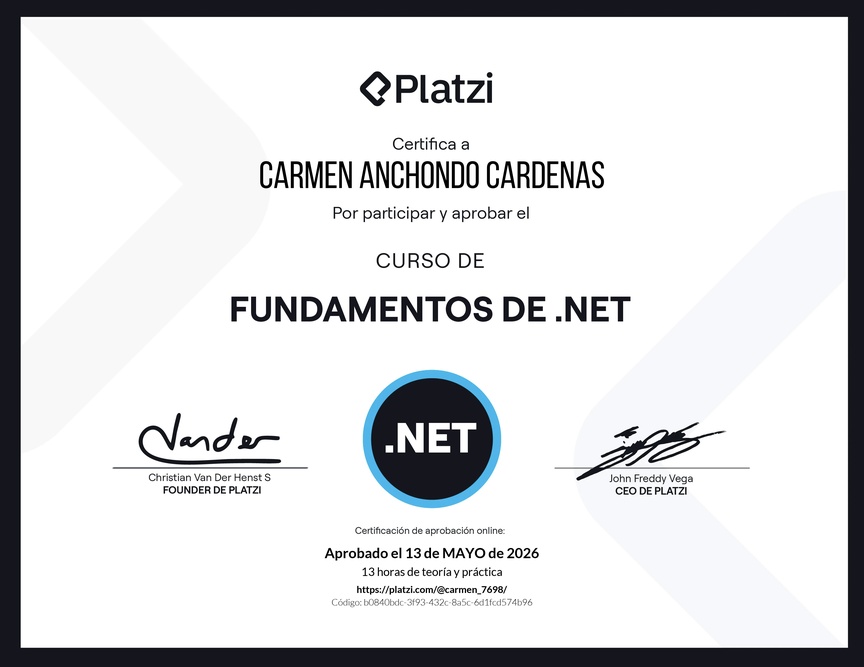 Diploma del Curso de Fundamentos de .NET