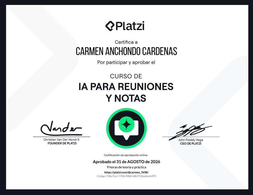 Diploma del Curso de AI para Reuniones y Notas