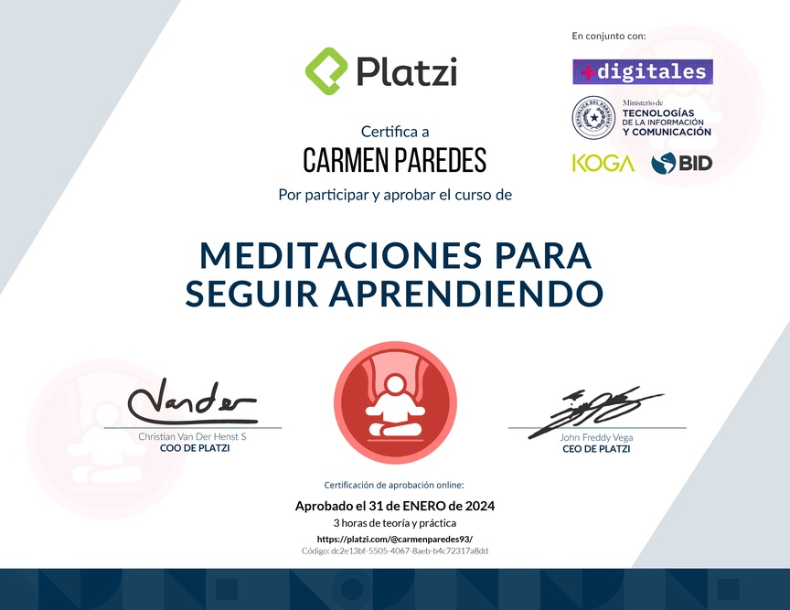 Diploma de Audiocurso de Meditación