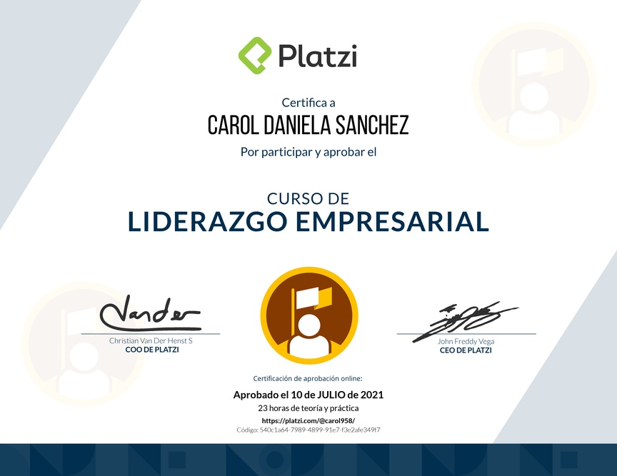 Diploma del Curso de Liderazgo Empresarial