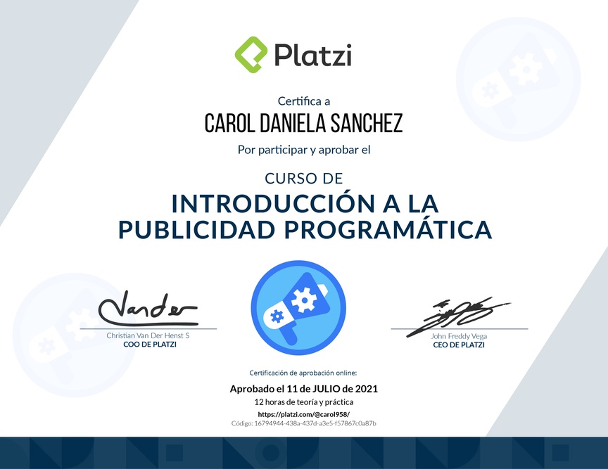 Diploma del Curso de Introducción a la Publicidad Programática