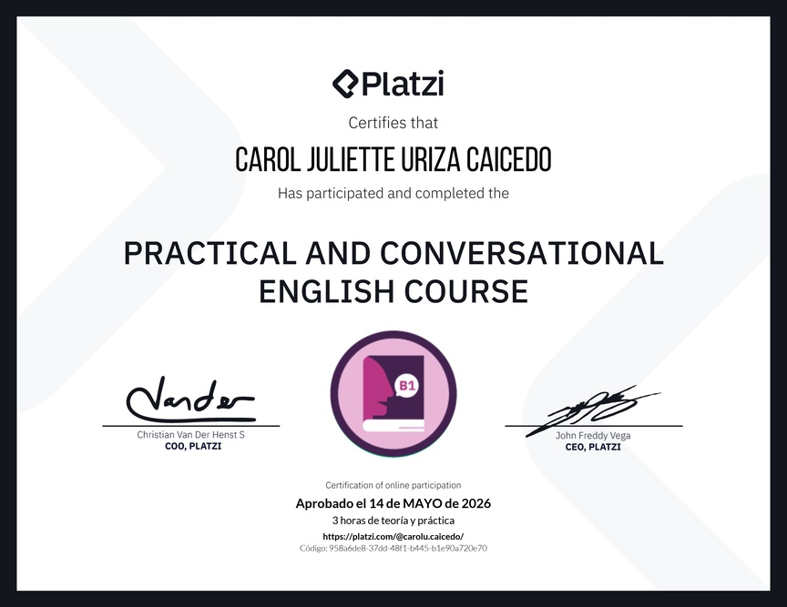 Diploma del Curso de Inglés Práctico y Conversacional