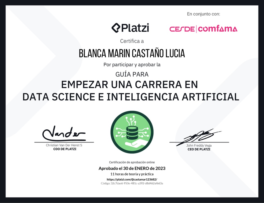 Diploma de Guía para Empezar una Carrera en Data Science e Inteligencia Artificial