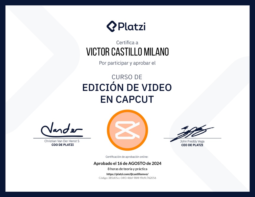 Diploma del Curso de Edición de Video con Capcut