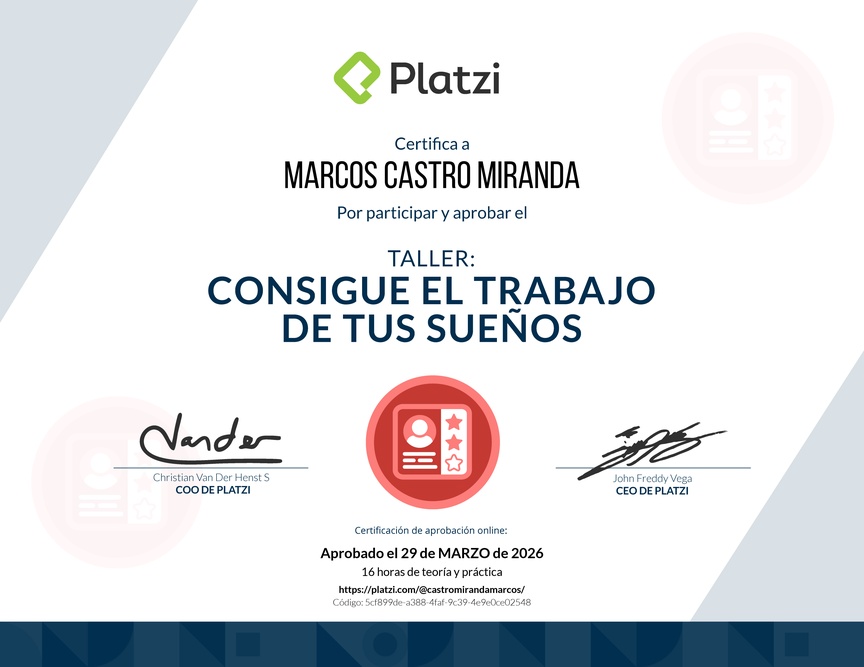 Diploma de Taller: Consigue el Trabajo de tus Sueños