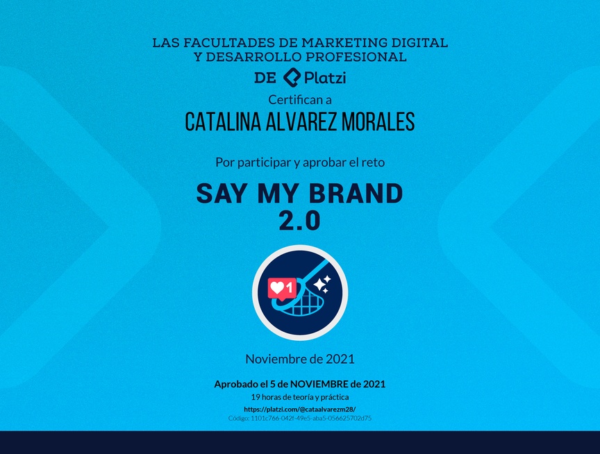Diploma de SayMyBrand: Reto de Marca Personal