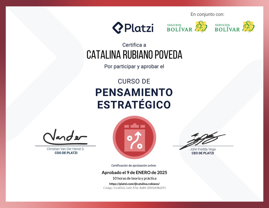 Diploma del Curso de Pensamiento Estratégico