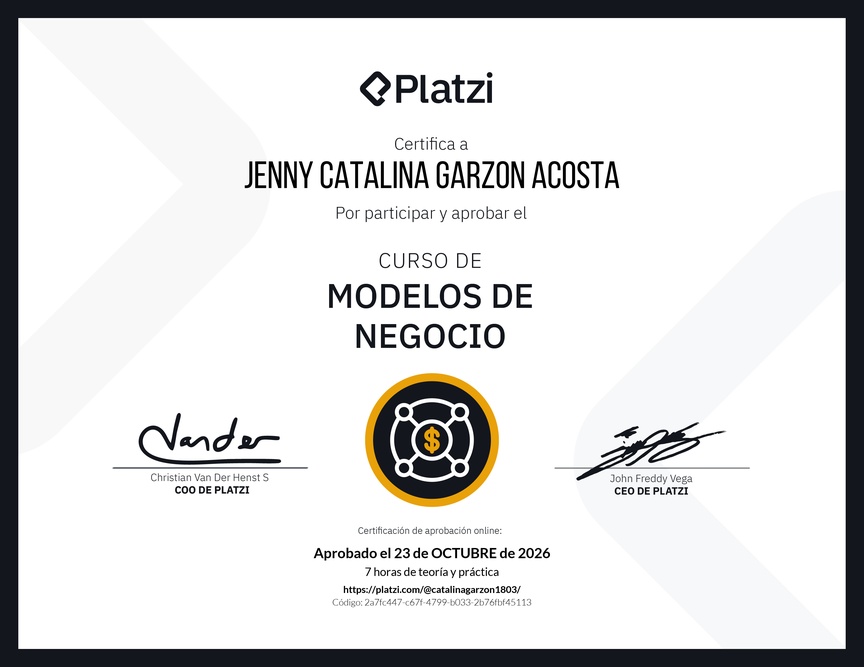 Diploma del Curso de Modelos de Negocio