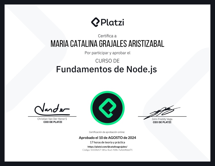 Diploma del Curso de Fundamentos de Node.js