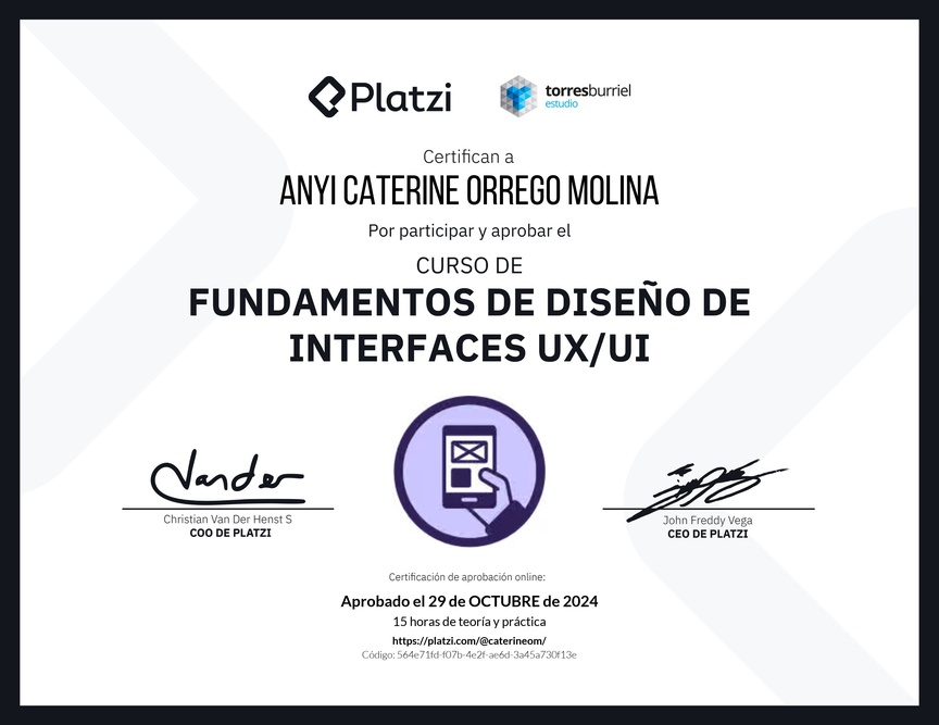 Diploma del Curso de Fundamentos de Diseño de Interfaces UX/UI