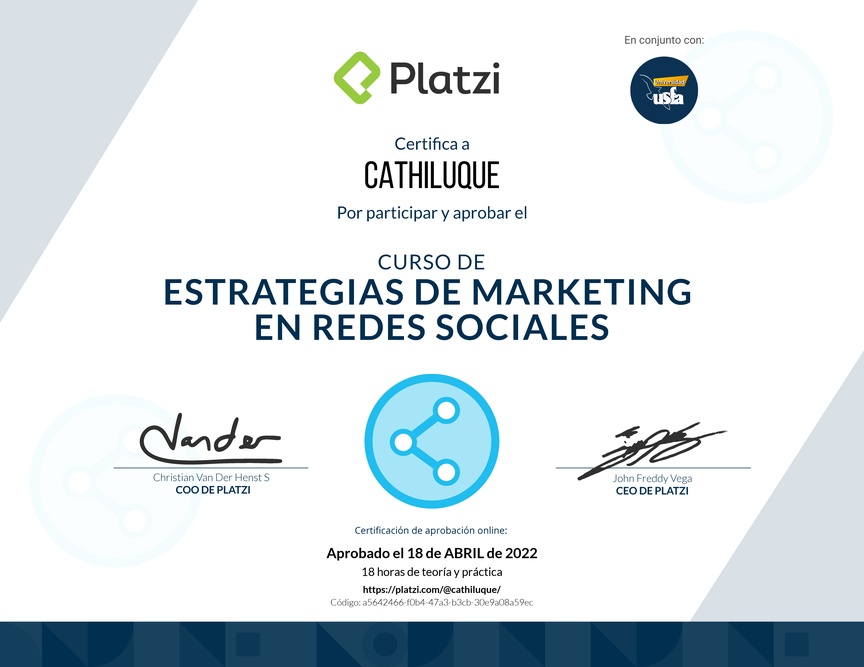 Diploma del Curso de Estrategias de Marketing en Redes Sociales