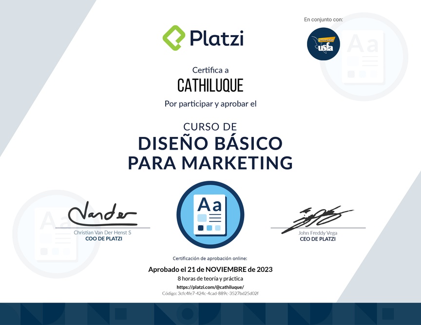 Diploma del Curso de Introducción al Diseño para Marketing