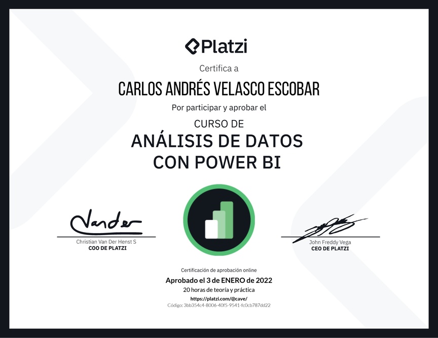 Diploma del Curso de Análisis de Datos con Power BI