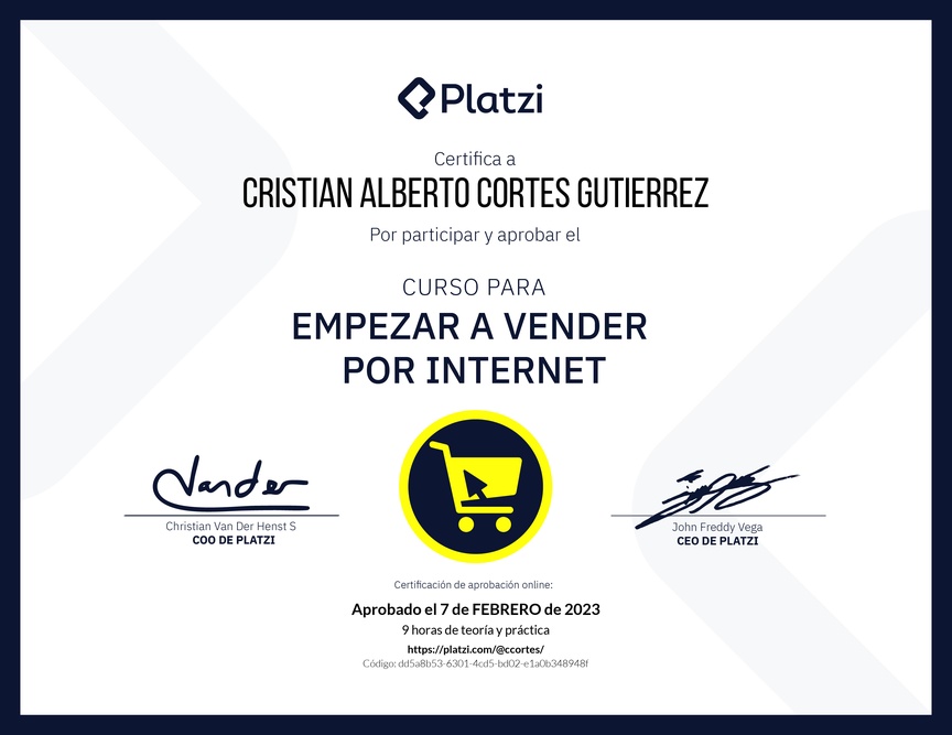 Diploma del Curso para Empezar a Vender por Internet