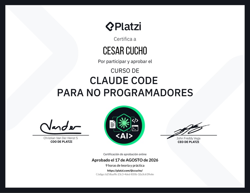 Diploma del Curso de Claude Code para No Programadores