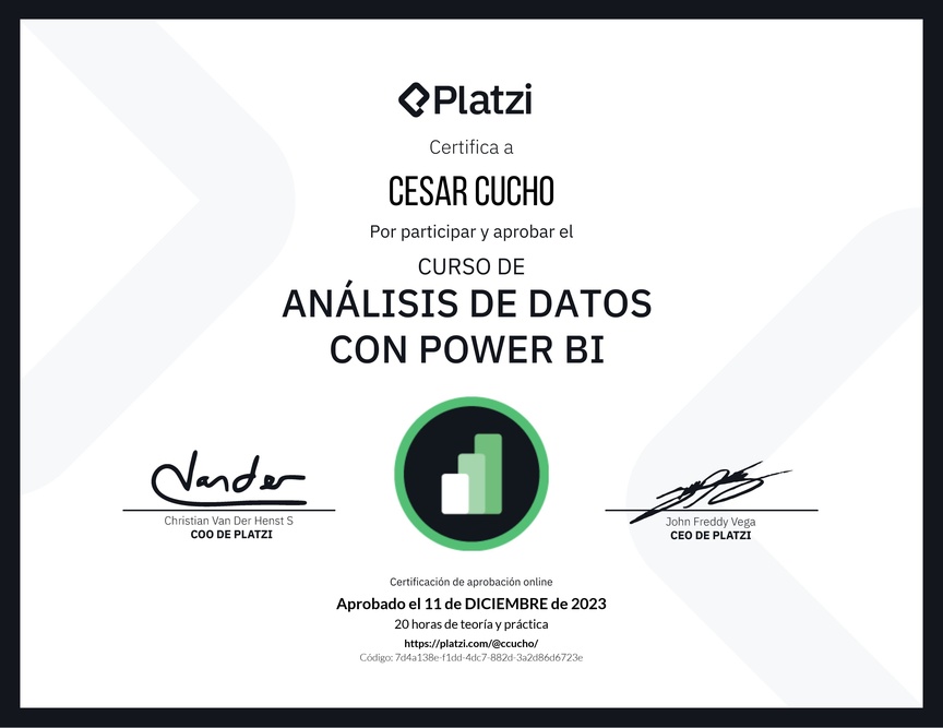 Diploma del Curso de Análisis de Datos con Power BI