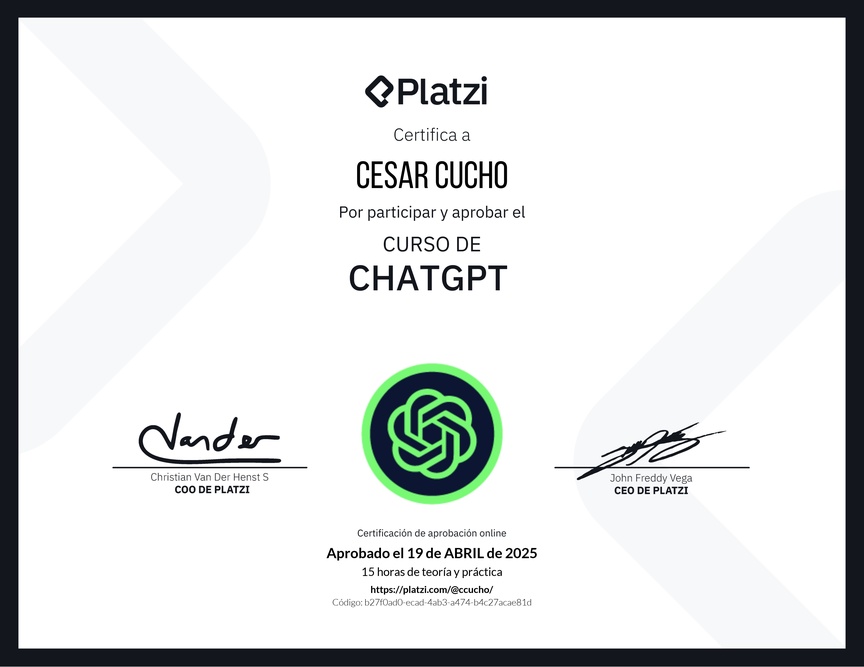 Diploma del Curso de ChatGPT
