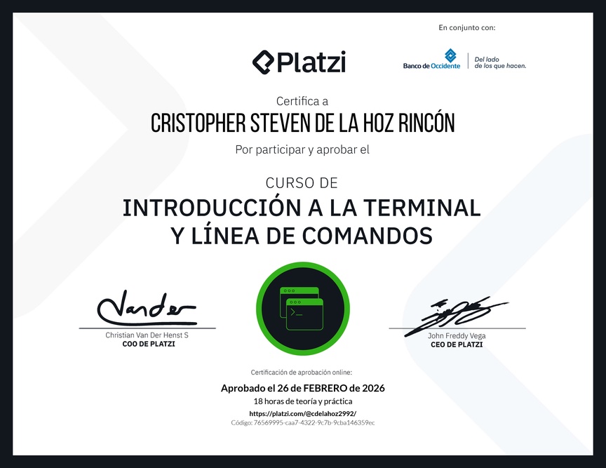 Diploma del Curso de Introducción a la Terminal y Línea de Comandos
