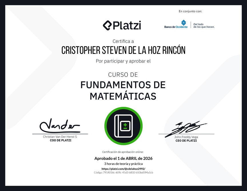 Diploma del Curso de Fundamentos de Matemáticas