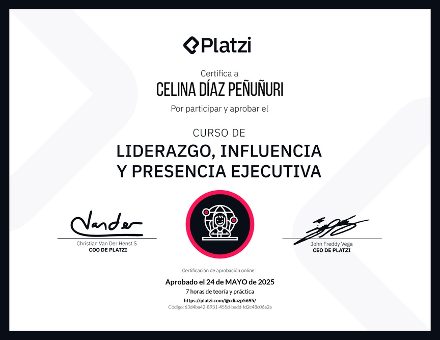 Diploma del Curso de Liderazgo, Influencia y Presencia Ejecutiva