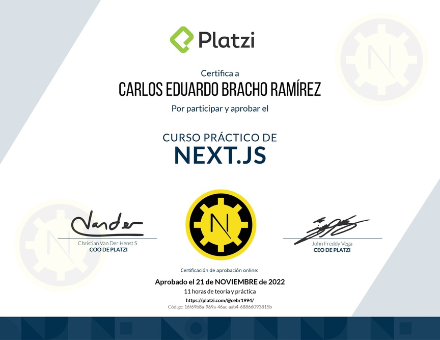Diploma del Curso Práctico de Next.js