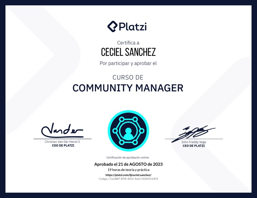 Diploma del Curso de Community Manager (2023)