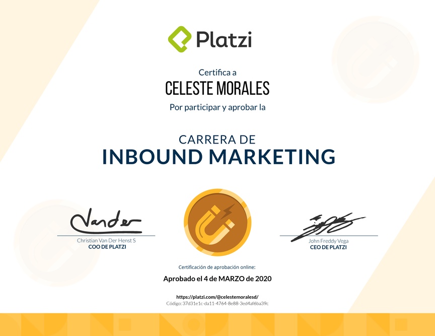 Diploma de la Ruta de Aprendizaje de Inbound Marketing
