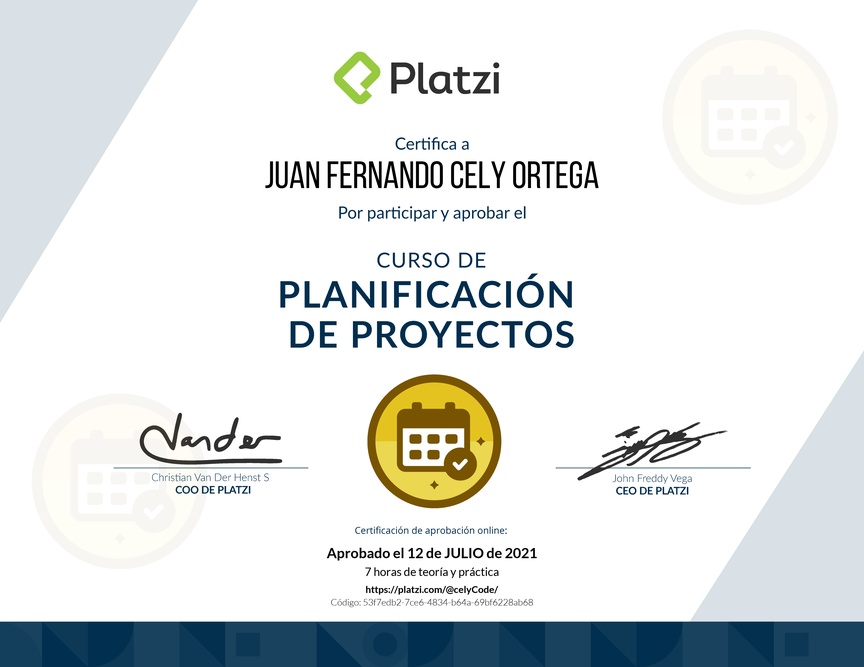 Diploma del Curso de Gestión para Planificar, Definir e Identificar Riesgos de un Proyecto