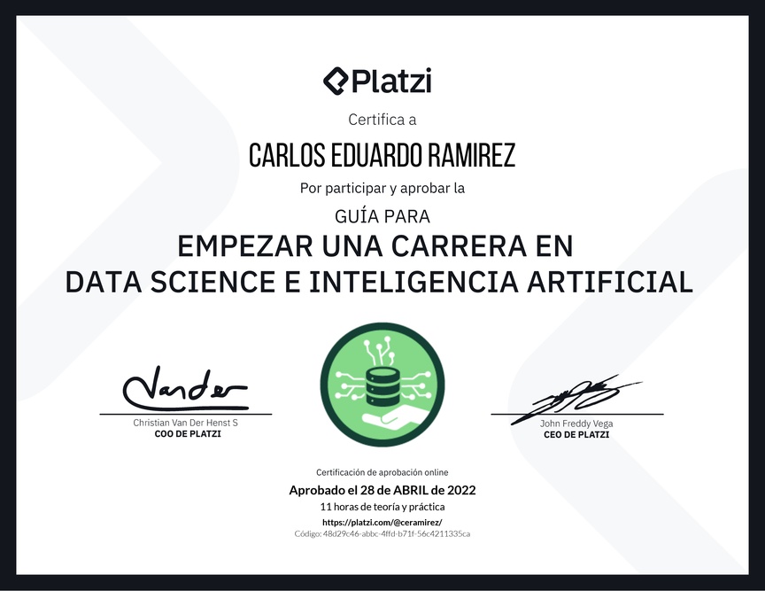 Diploma de Guía para Empezar una Carrera en Data Science e Inteligencia Artificial