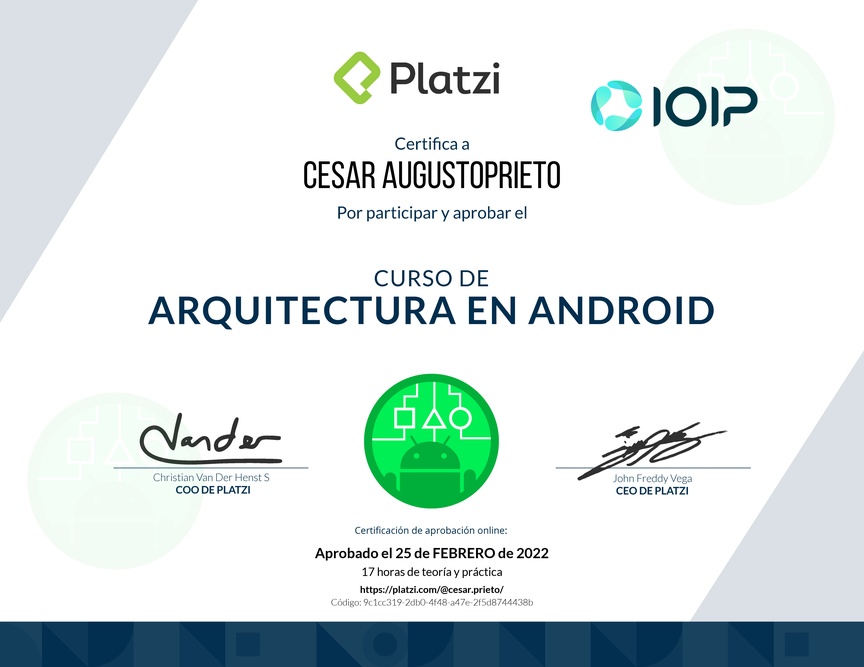 Diploma del Curso de Arquitectura de Android
