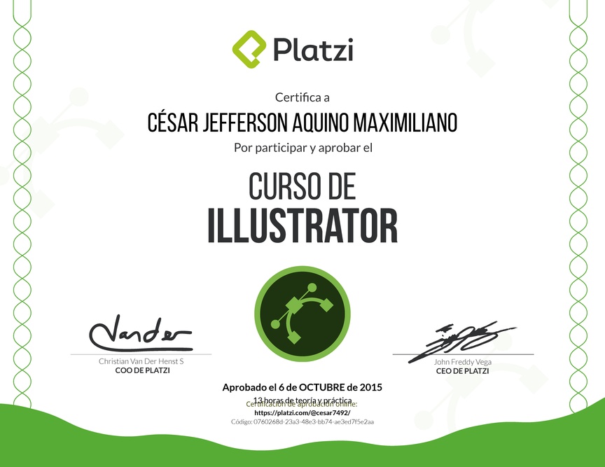 Diploma del Curso de Illustrator 2015