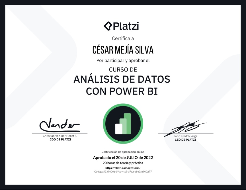 Diploma del Curso de Análisis de Datos con Power BI