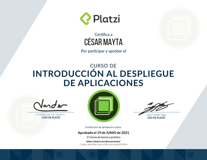 Diploma del Curso de Introducción al Despliegue de Aplicaciones