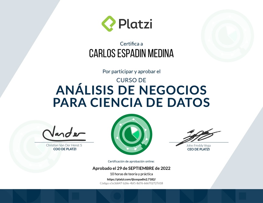 Diploma del Curso de Análisis de Negocios para Ciencia de Datos