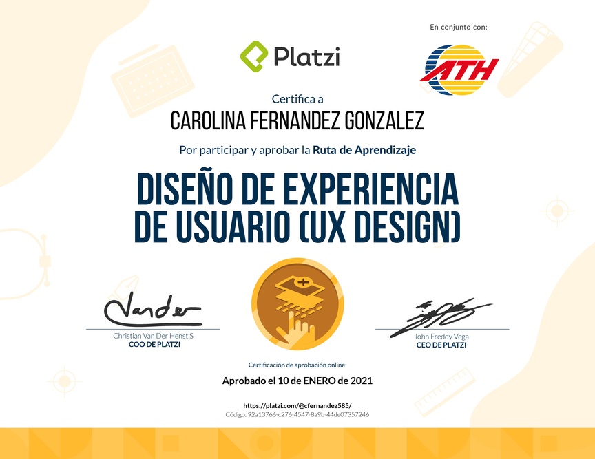 Diploma de la Ruta de Aprendizaje de Diseño de Experiencia de Usuario (UX Design)