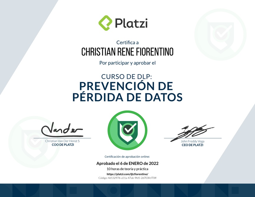 Diploma del Curso de DLP: Prevención de Pérdida de Datos