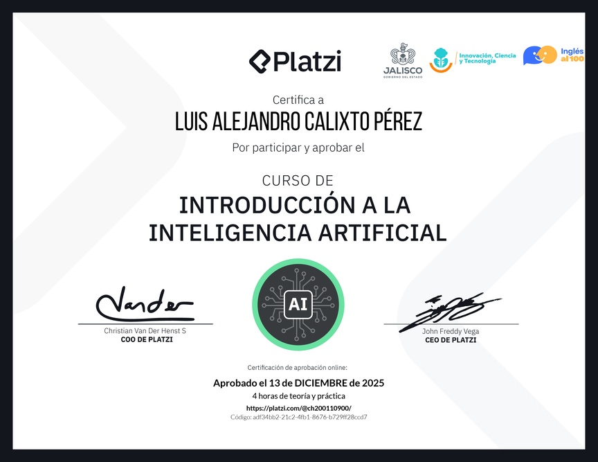 Diploma del Curso Gratis de Introducción a la Inteligencia Artificial