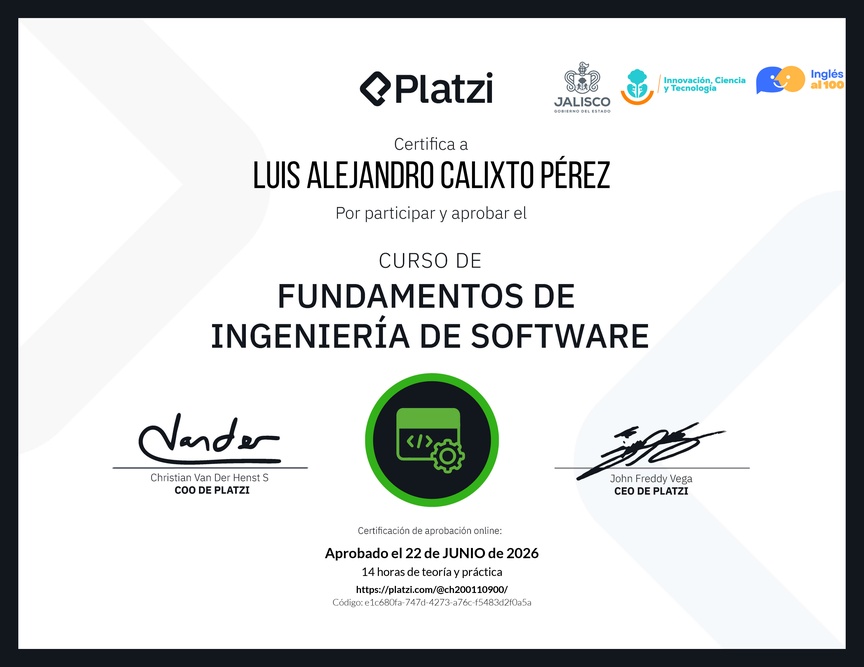 Diploma del Curso de Fundamentos de Ingeniería de Software
