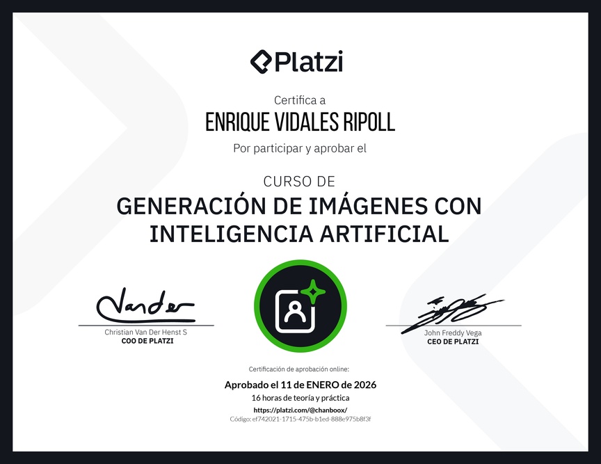 Diploma del Curso de Generación de Imágenes con Inteligencia Artificial