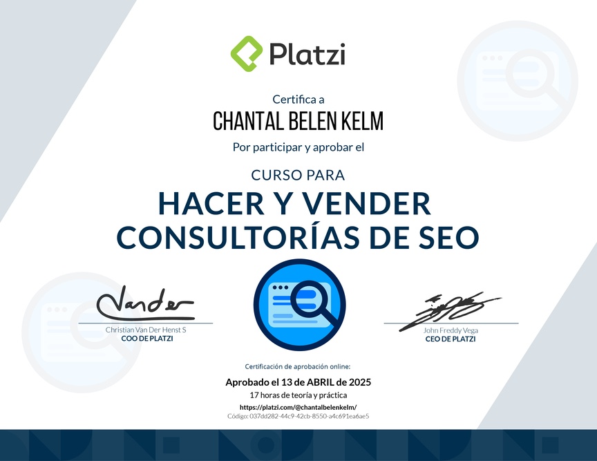Diploma del Curso de Desarrollo de Consultorías SEO