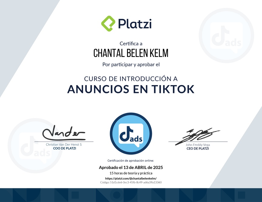 Diploma del Curso de Anuncios en TikTok