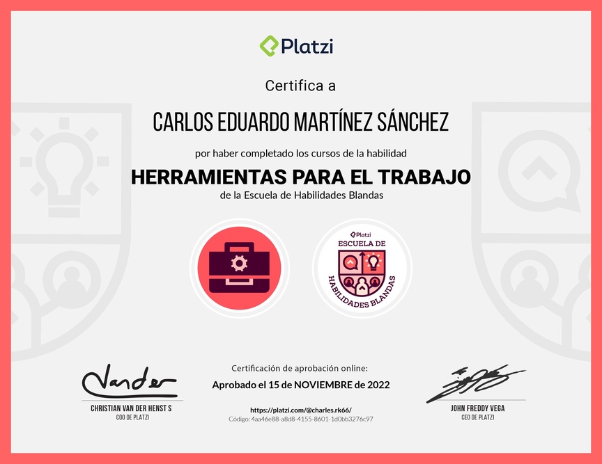 Diploma de la Ruta de Aprendizaje de Herramientas para el trabajo