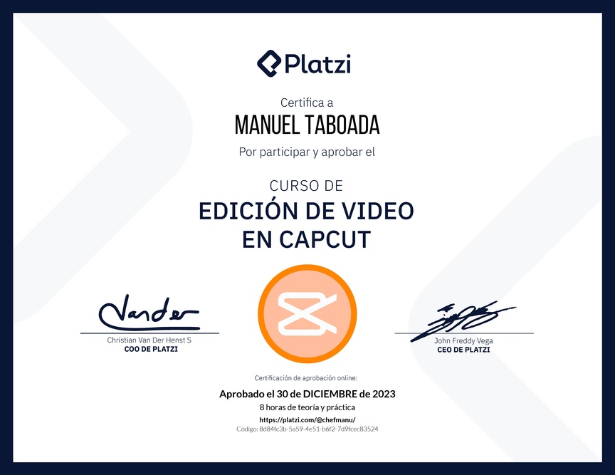 Diploma del Curso de Edición de Video con Capcut