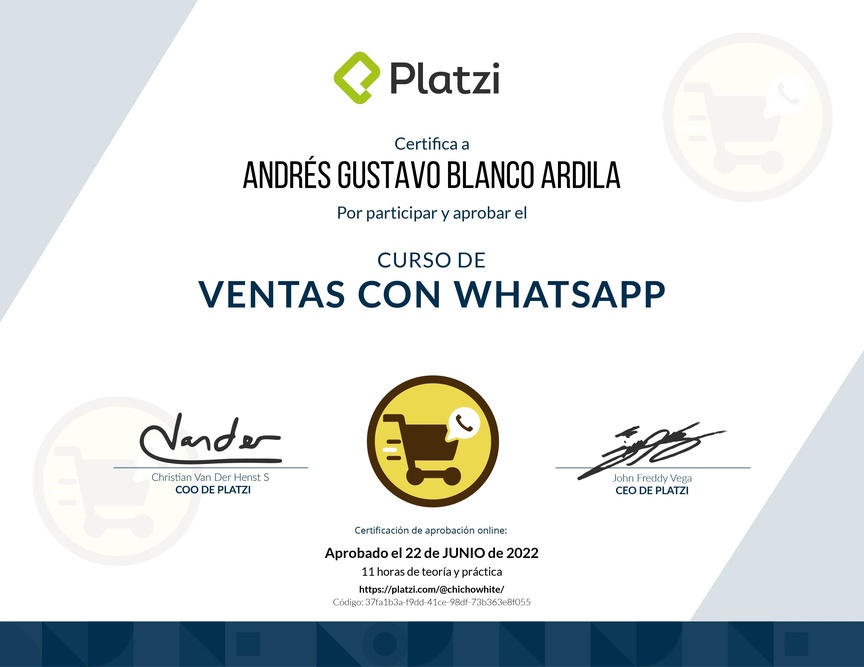 Diploma del Curso de Ventas con WhatsApp
