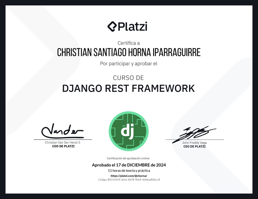 Diploma del Curso de Django Rest Framework