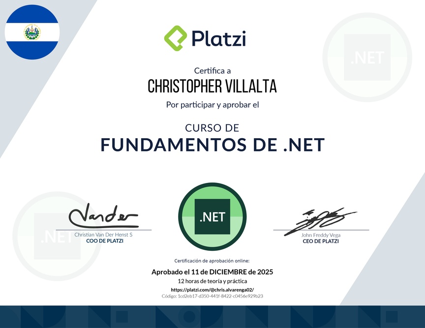 Diploma del Curso de Fundamentos de .NET