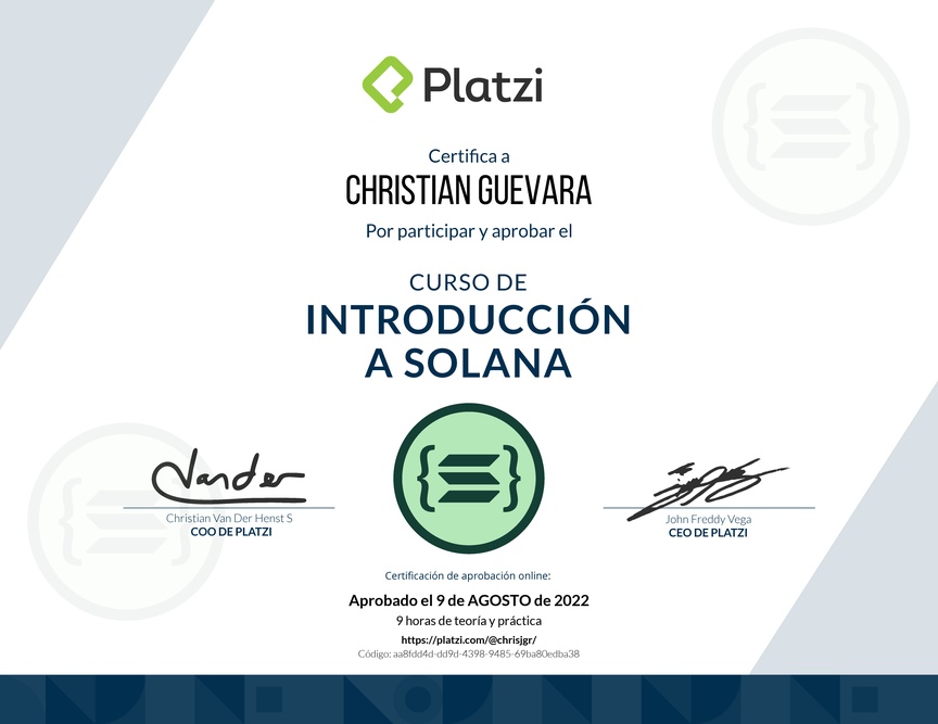 Diploma del Curso de Introducción a Solana
