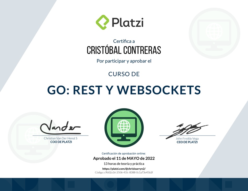 Diploma del Curso de Go Avanzado: REST y WebSockets