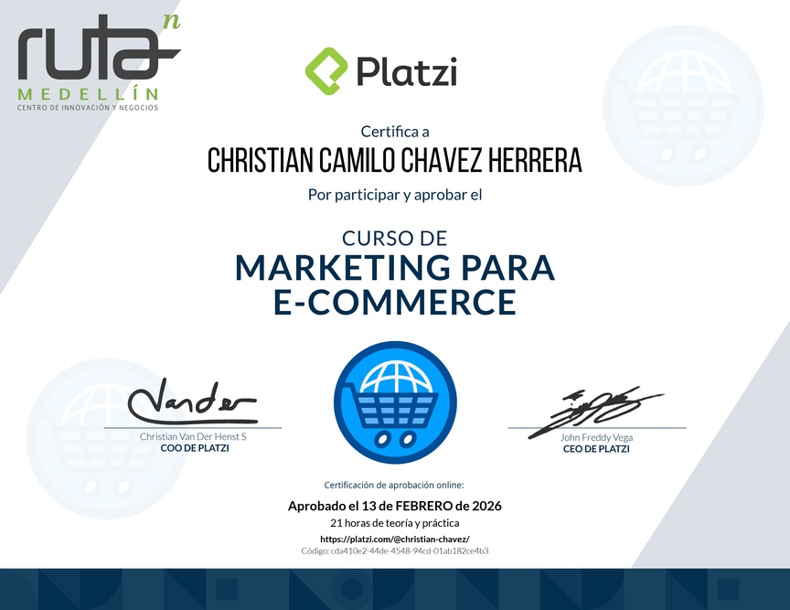 Diploma del Curso de Marketing para E-Commerce